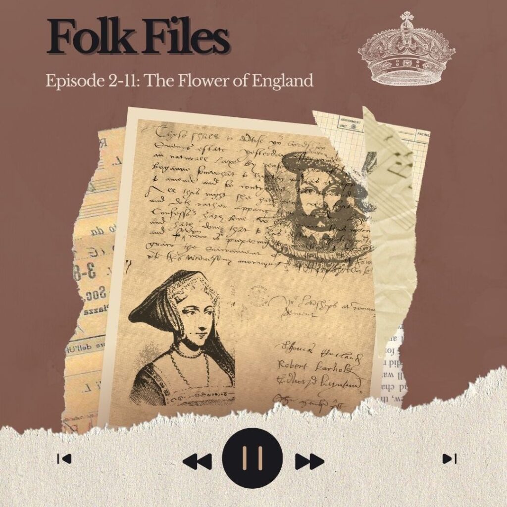 The Flower of England image, featuring imagery from The Death of Queen Jane