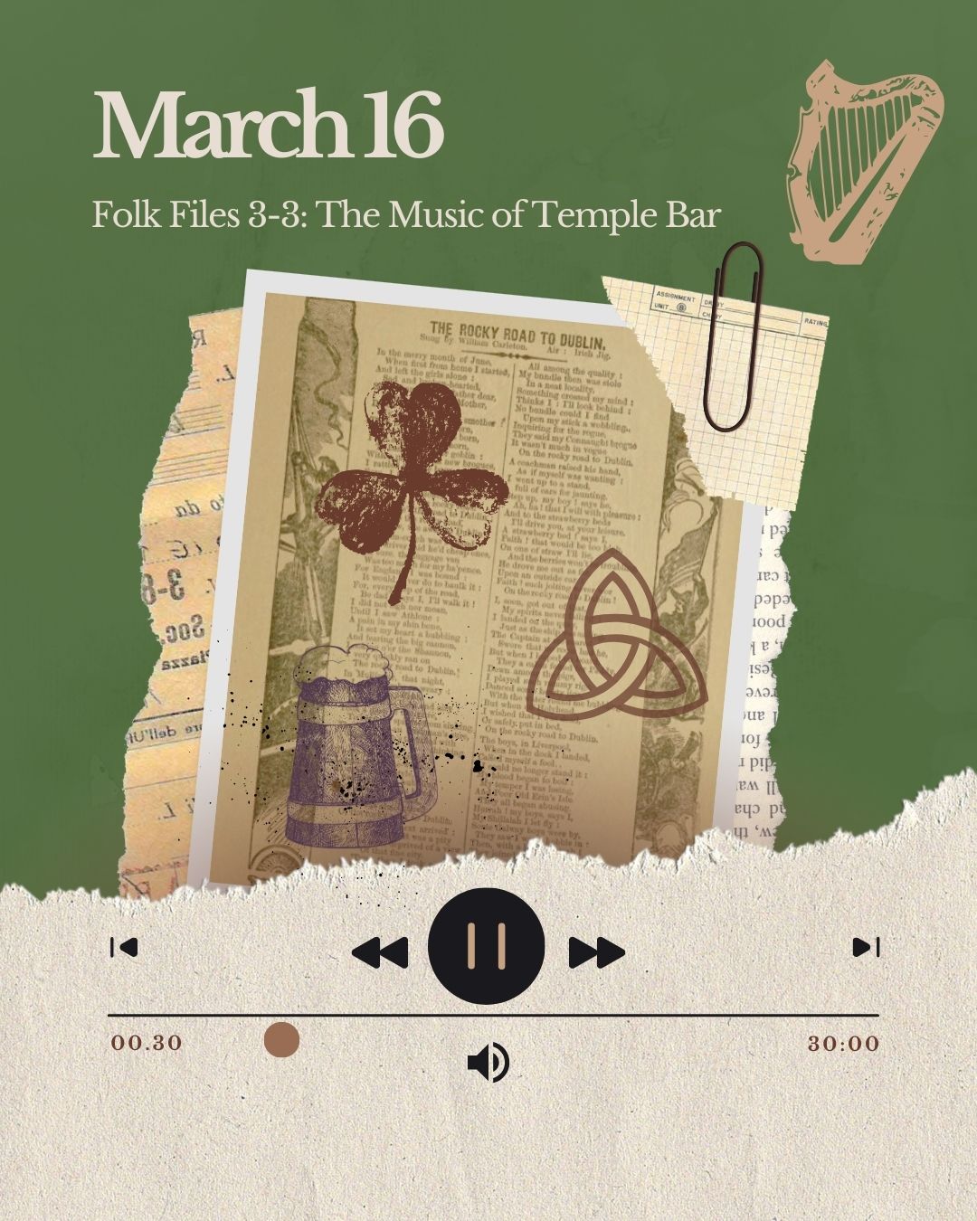 Episode art for "The Music of Temple Bar," all about Irish music