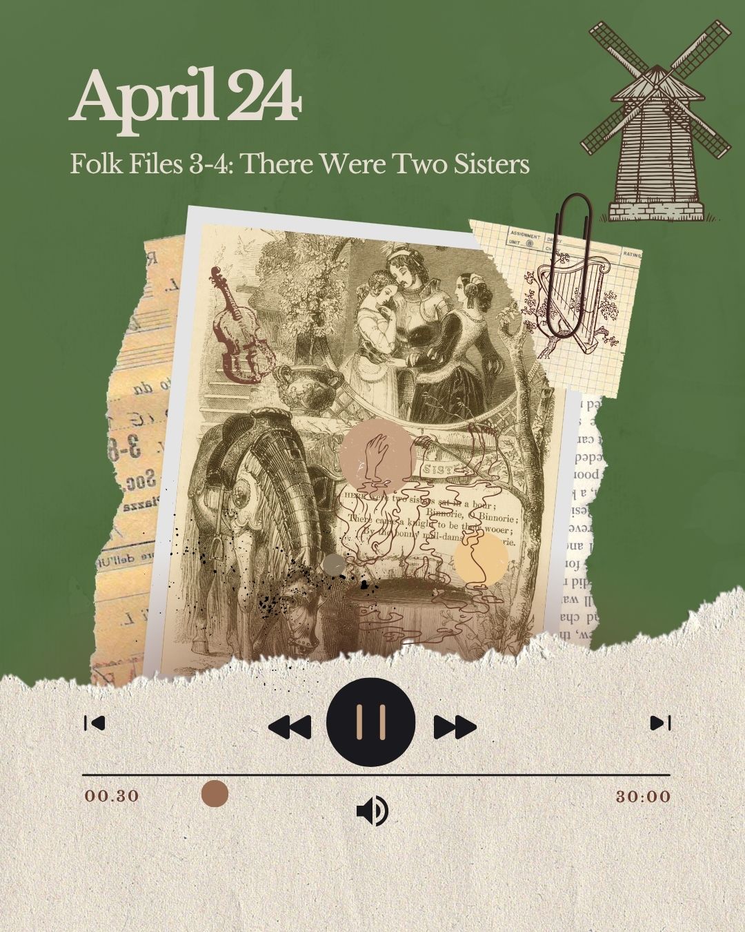 Announcement image for the Folk Files episode all about "Twa Sisters"